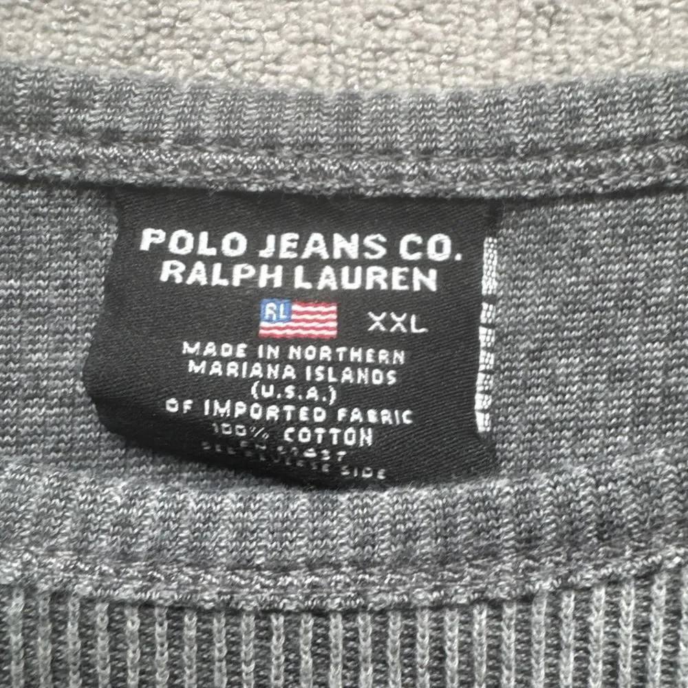 Polo Jeans Co Waffle‎ Thermal Shirt Mens XXL Gray  Pullover Ralph Lauren Layer